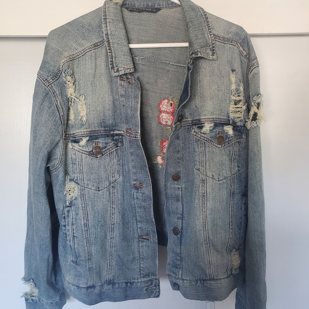 Vanilla Star Light Blue Distressed Jacket